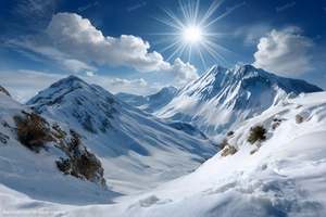 Breathtaking snowy mountain peaks in Zermatt under a bright winter sun